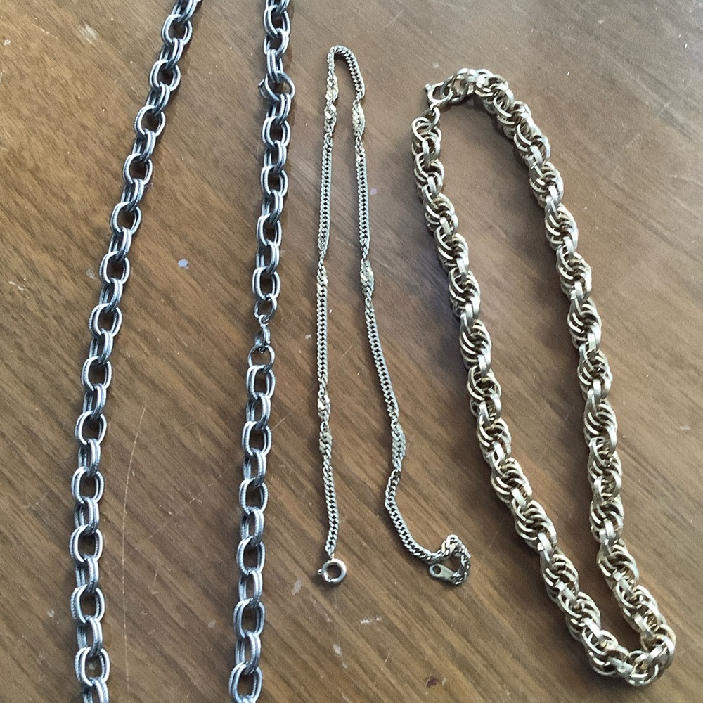 Gold and Silver Chain Necklace Set